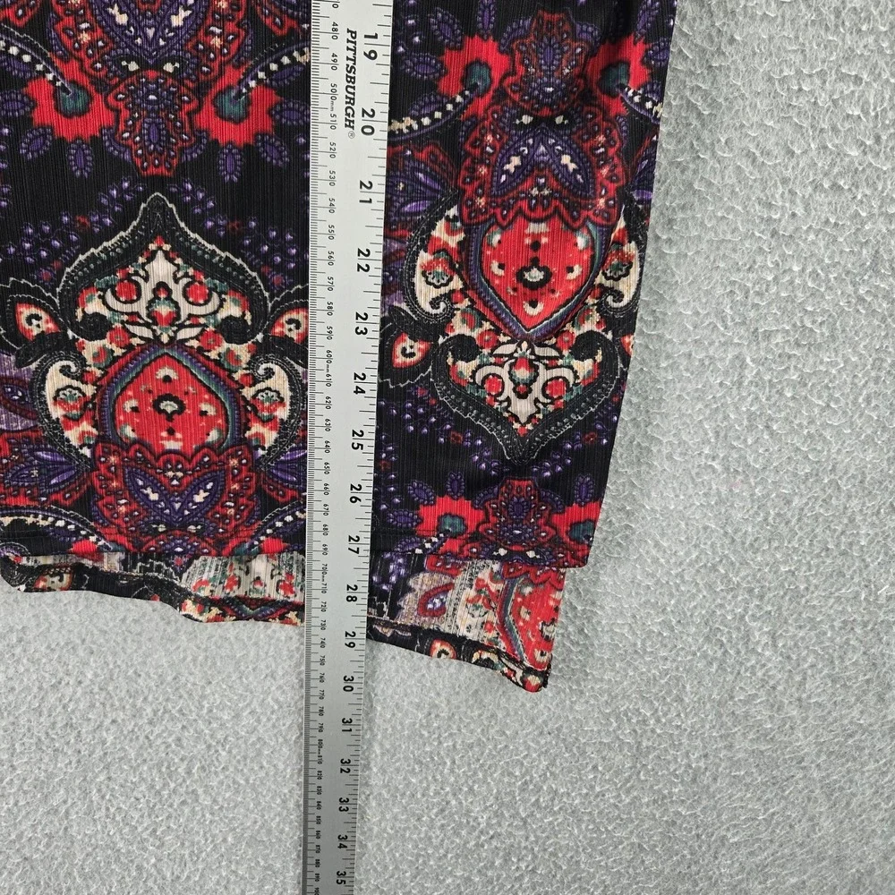 Dana Buchman‎ Women Blouse XL Black Paisley Scoop Neck Pullover Tunic